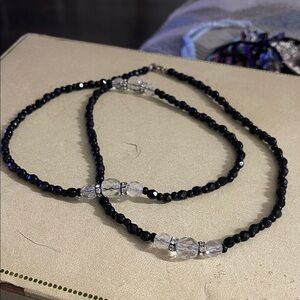Chic Black and Silver Beaded Necklace